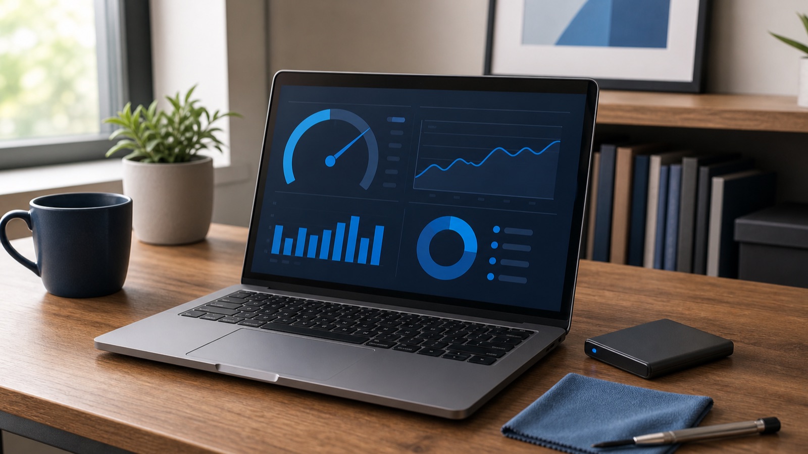 How to Make an Old Laptop Feel Faster: 9 Fixes That Actually Work Older laptop beside an external SSD on a home-office desk